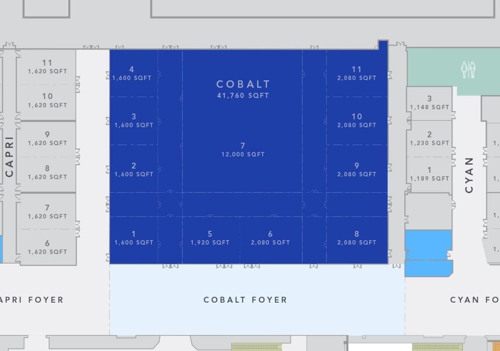 floor plan of the cobalt ballroom
