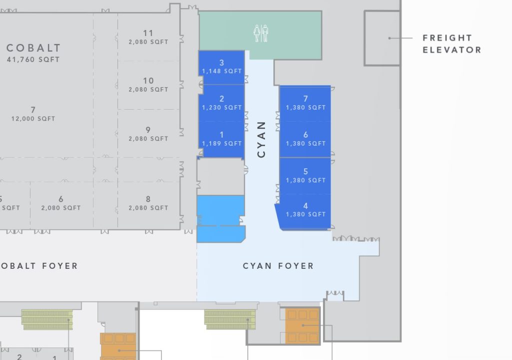 floor plan of the cyan meeting rooms