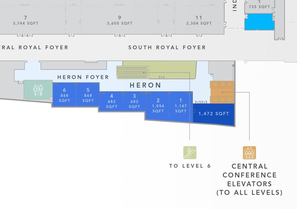 floor plan of the heron meeting rooms