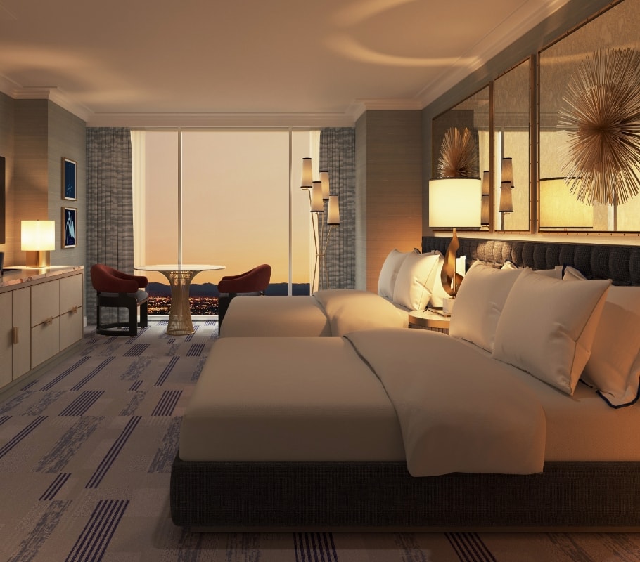 All rooms and suites at Fontainebleau Las Vegas are equipped with either king or queen beds.