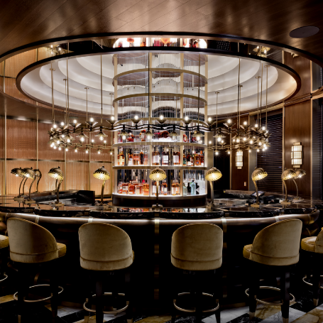 Circular bar with tan seats