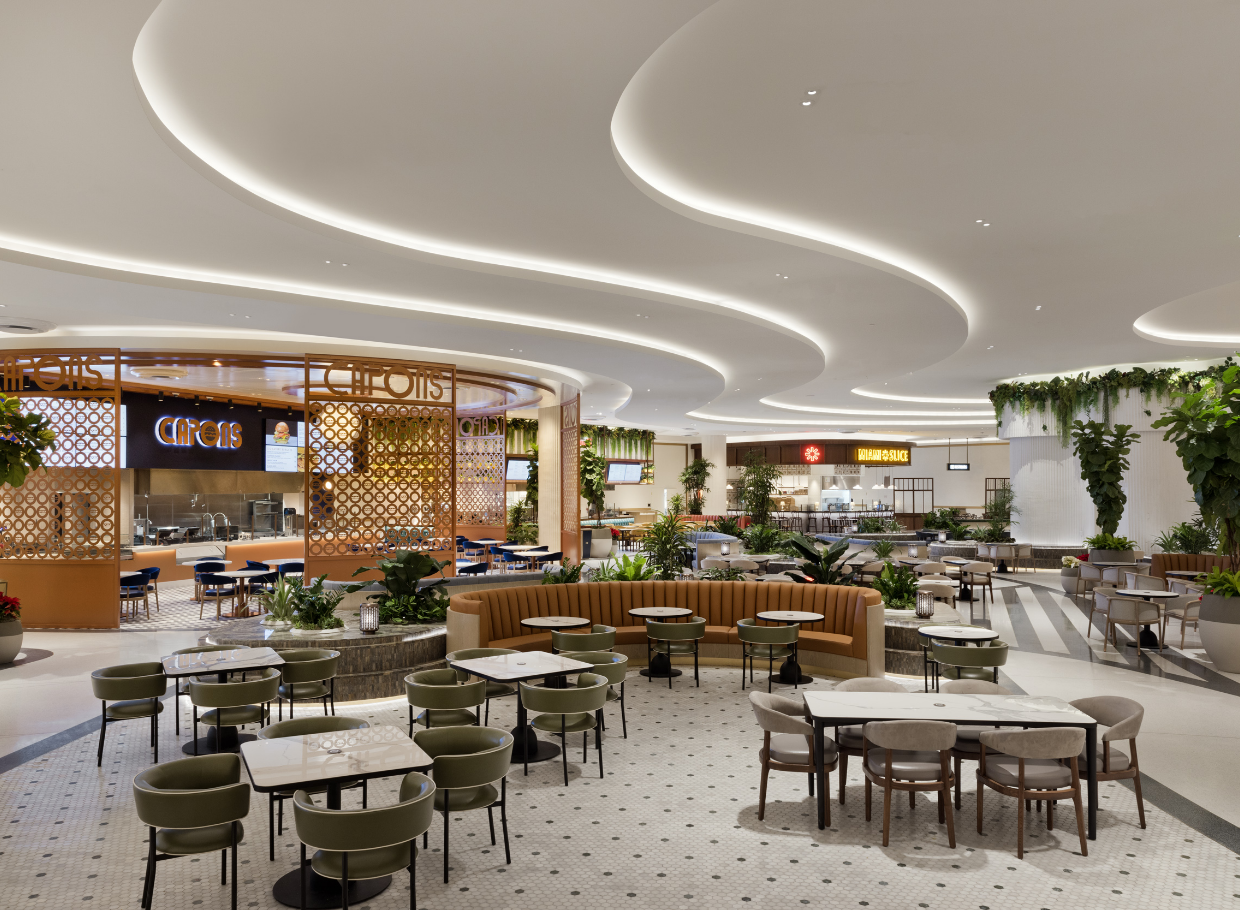 Quick service dining options with seating