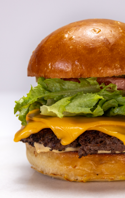 Hamburger with lettuce, tomato, cheese and buns