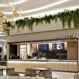 Bar Ito sign logo in the quick service restaurant area with seating