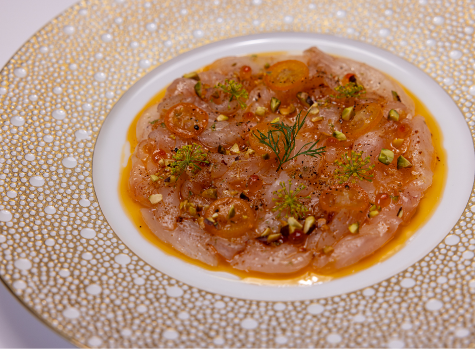 Soup dish with garnish