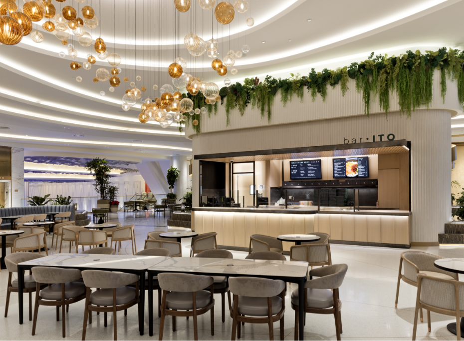 Bar Ito sign logo in the quick service restaurant area with seating