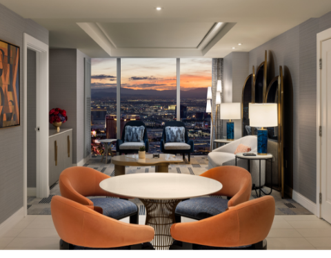 Seating area in front of window with Strip view