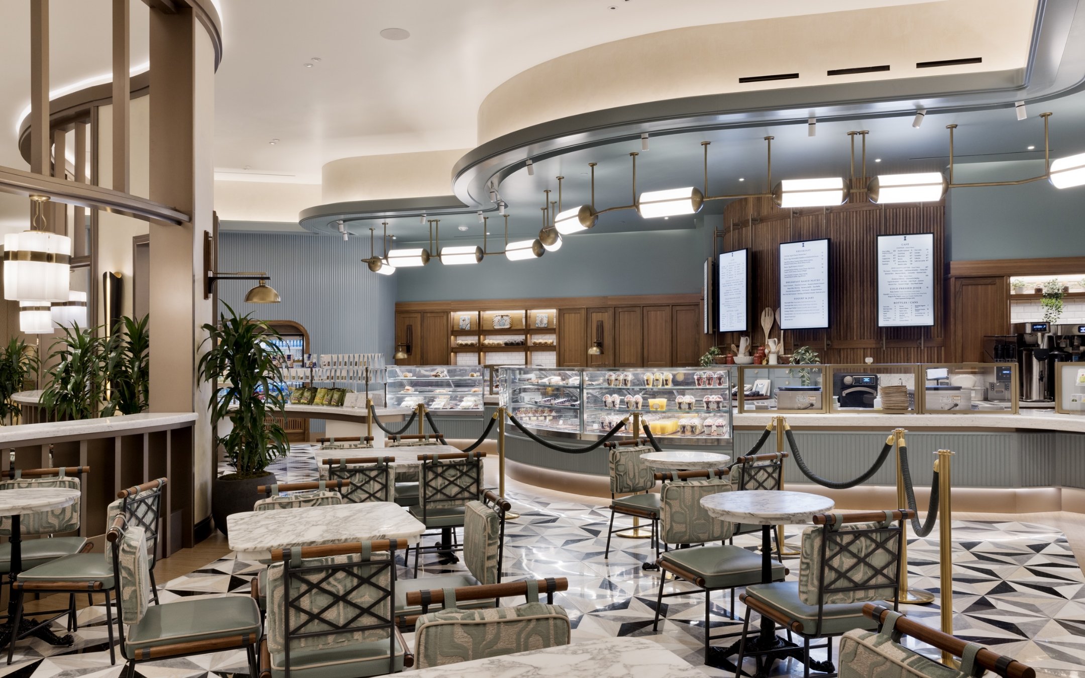 Pastry display counter and seats