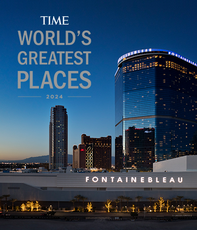 Time World's Greatest Places 2024 logo transposed on an image of a hotel at dusk