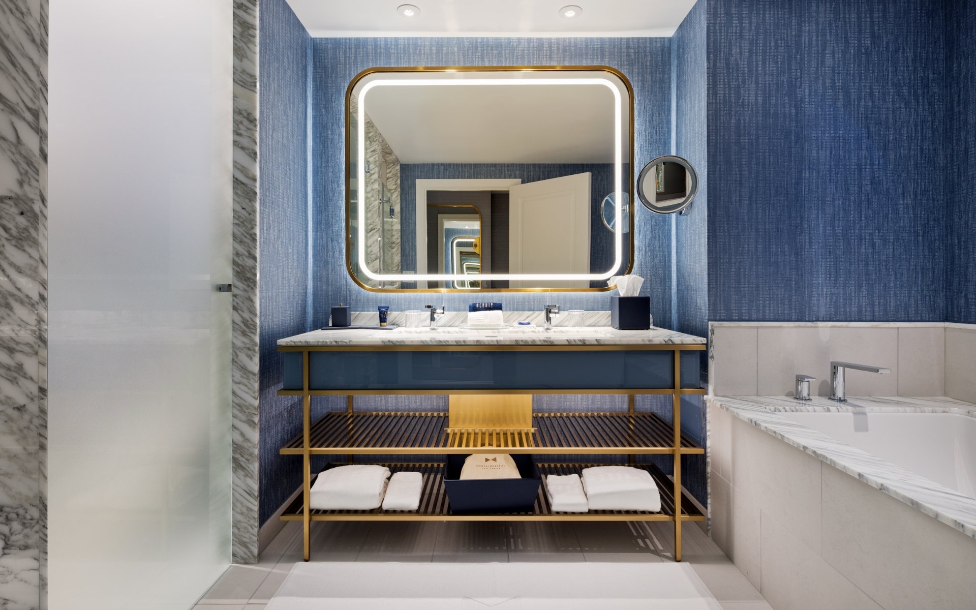 Bathroom vanity and tub