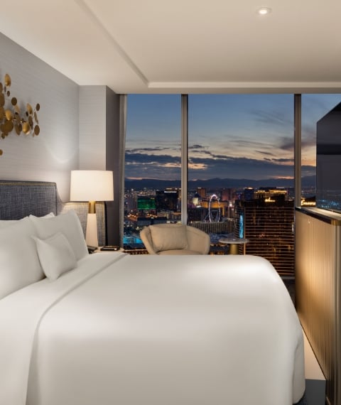 Bedroom with strip view