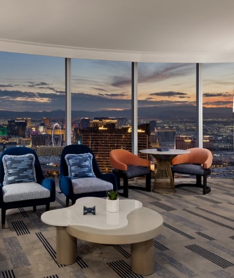 Seating area with table and chairs