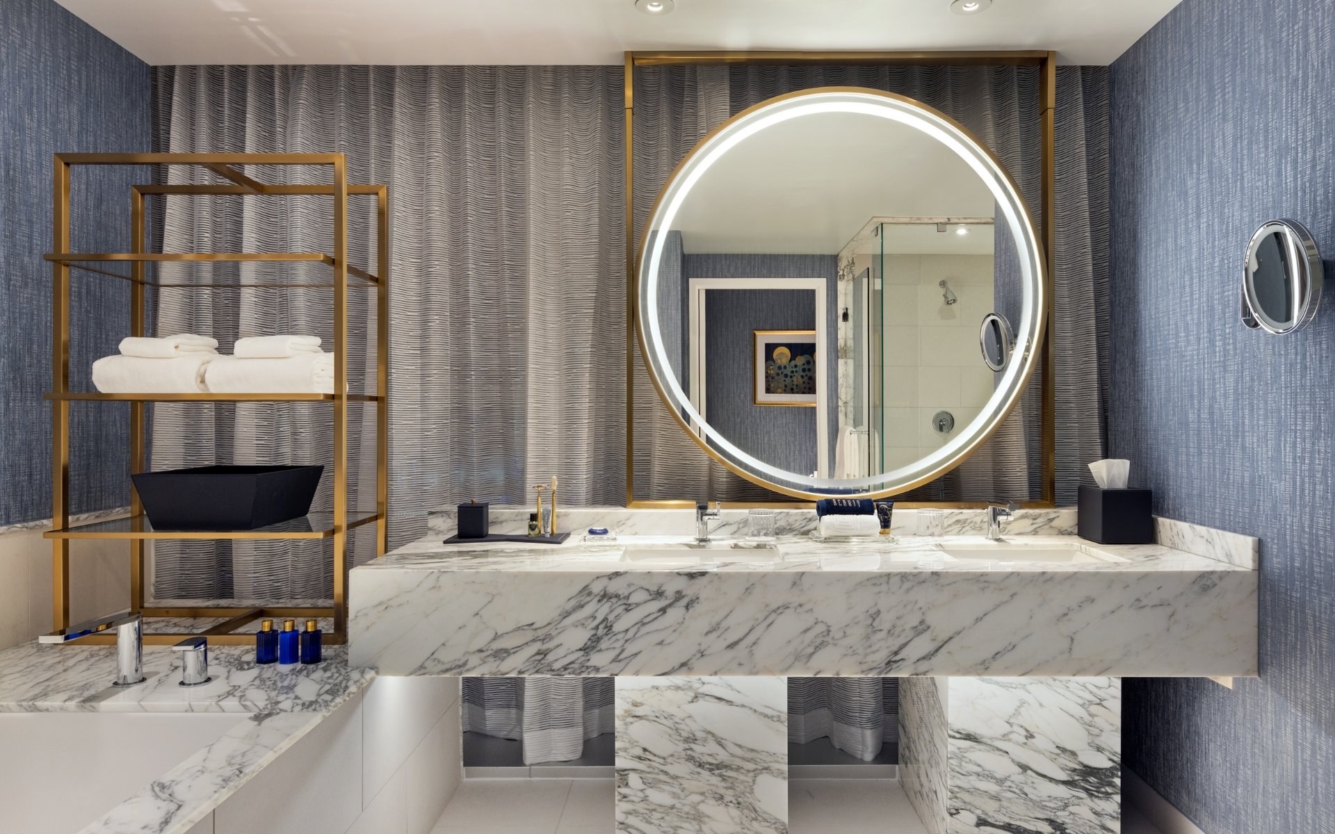 Bathroom vanity and tub