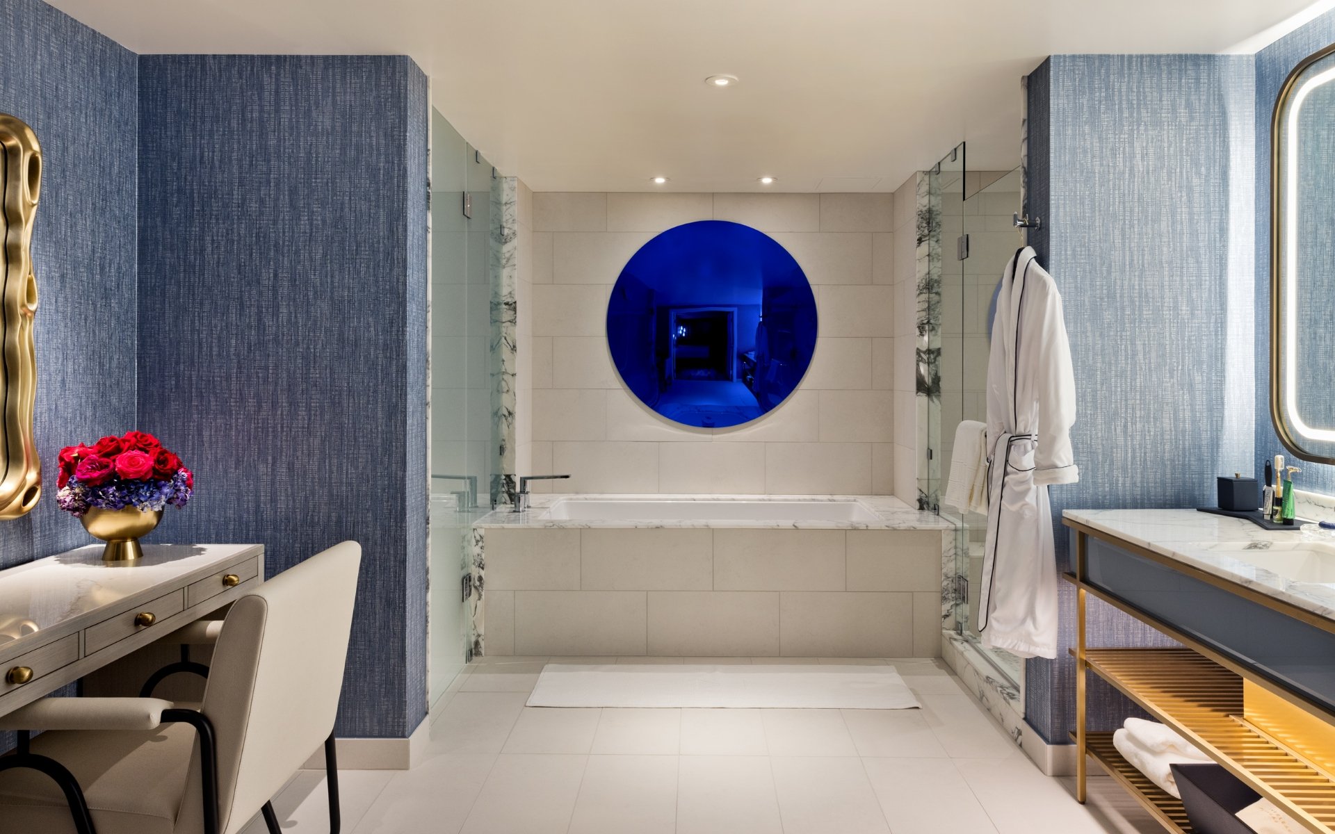 Bathroom vanity and tub