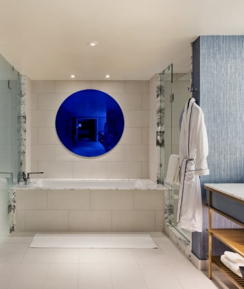 Bathroom vanity and tub