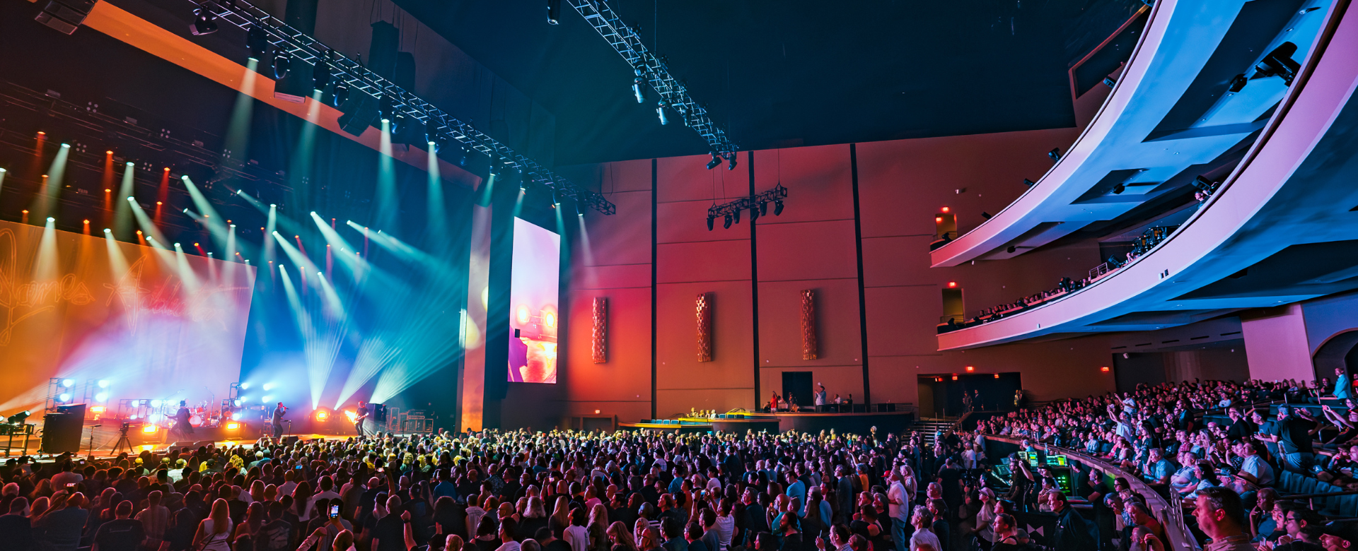Crowded theater with lights
