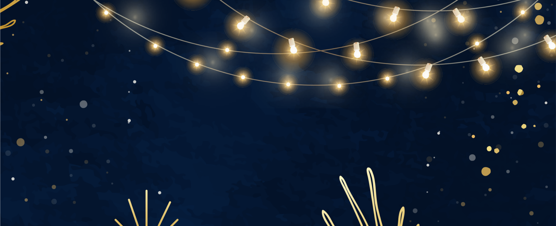 Blue background with gold accents