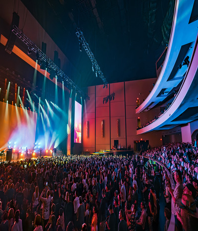 Crowd in theater for a concert