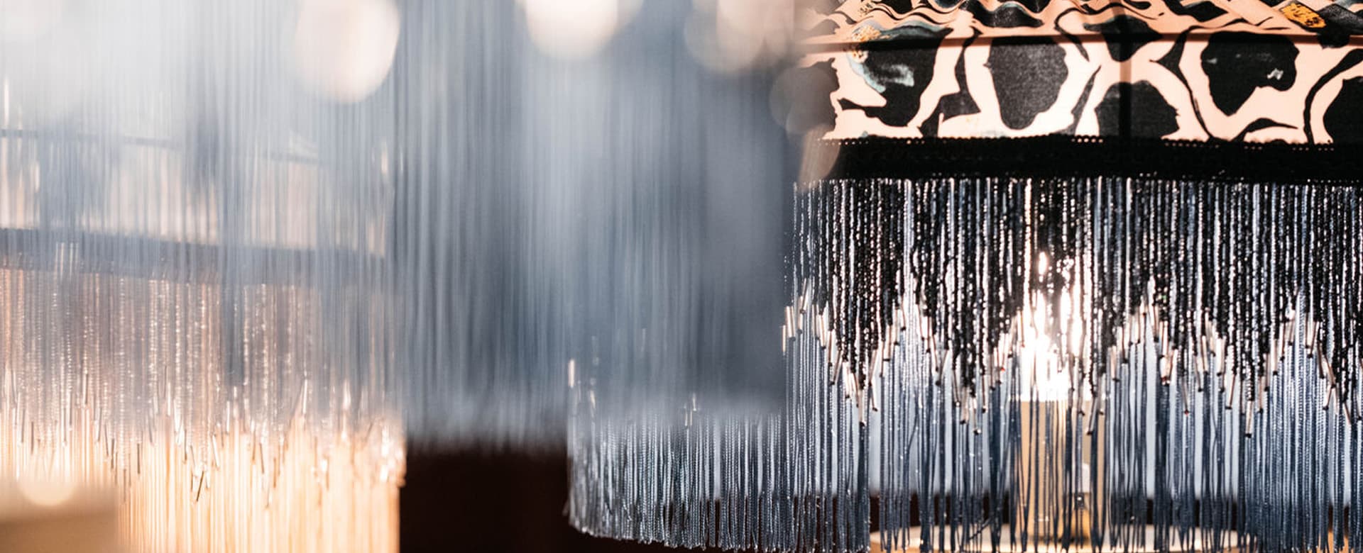 Close up of hanging fringe on light