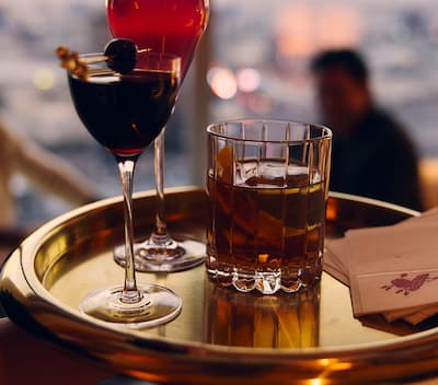 Bar tray with drinks