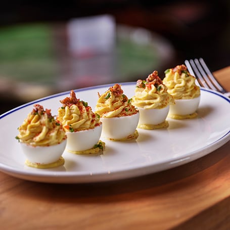 Plate of deviled eggs from The Tavern