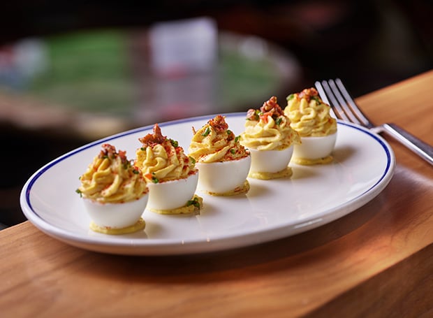 Plate of deviled eggs from The Tavern