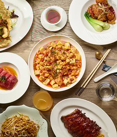 Multi-plate food dishes from Chyna Club restaurant