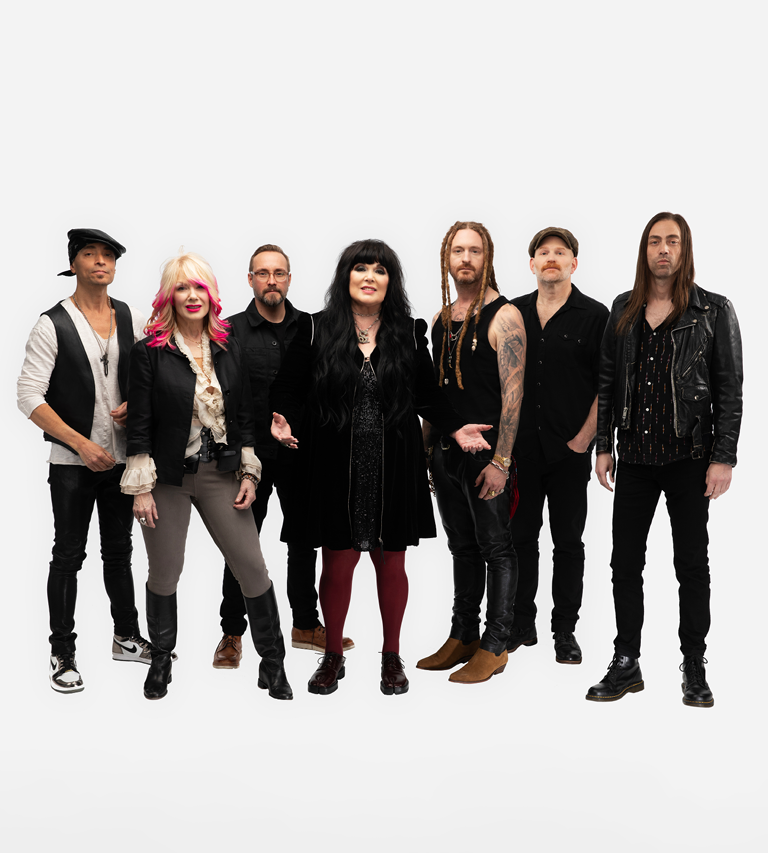 Heart band members against a white background