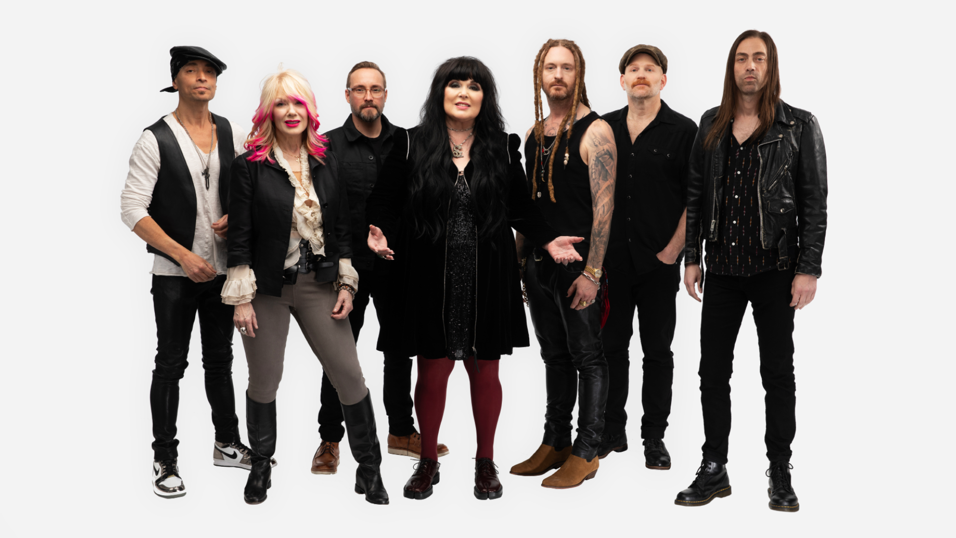 Heart band members against a white background