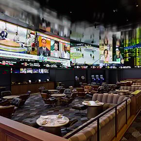 Seating area with television screens