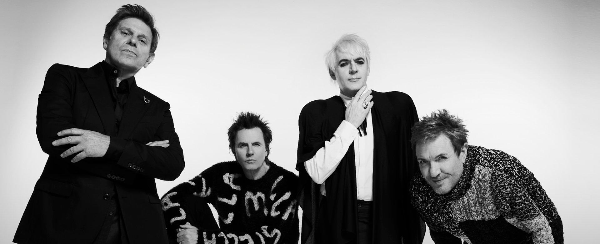 Members of band Duran Duran in black and white