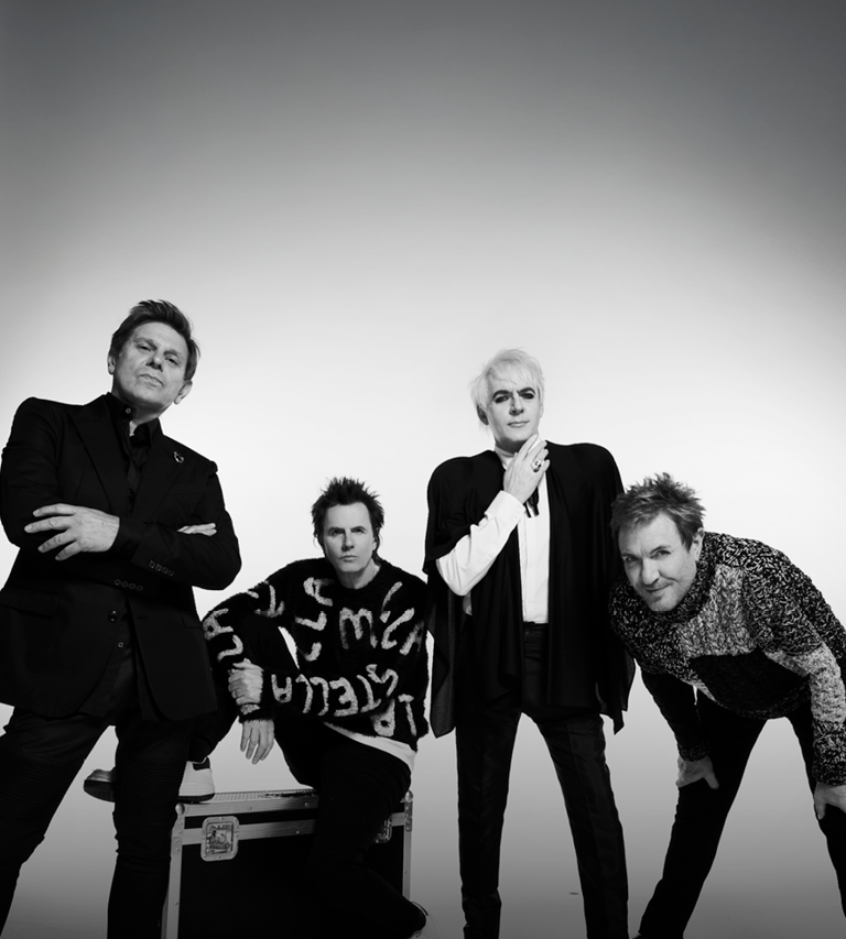 Members of band Duran Duran in black and white