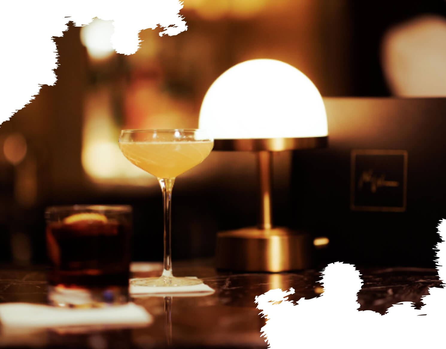 Cocktail sitting on a marble table