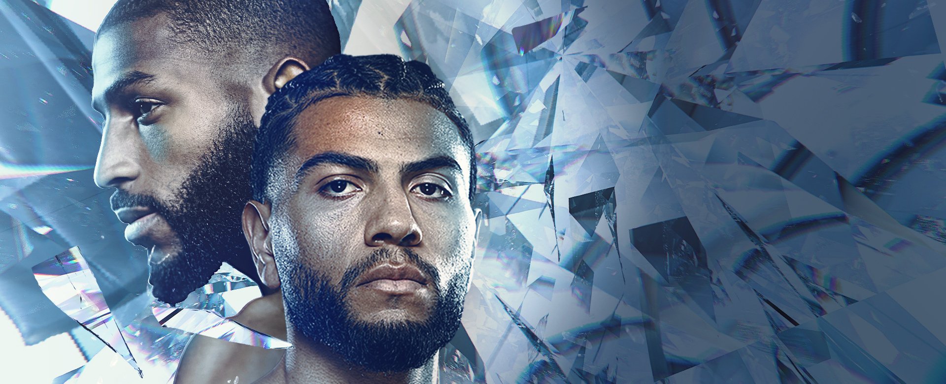 2 boxers on a frosted blue background