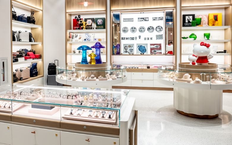 Morris & Co. Retail with watches bags and jewelry display